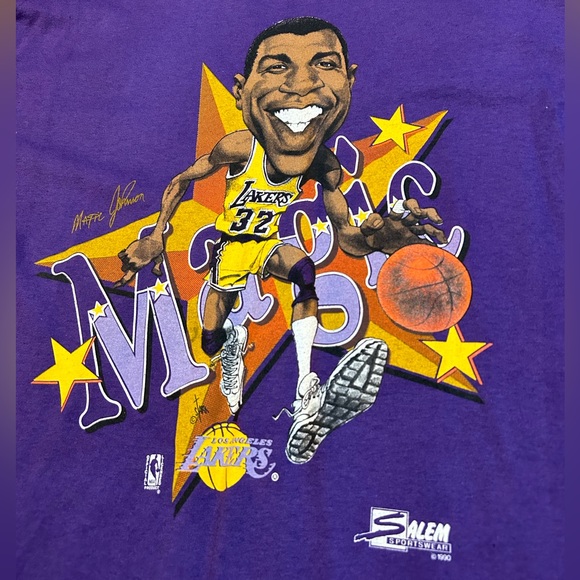 Magic Johnson Los Angeles Lakers Caricature Vintage NWT T-Shirt - Picture 3 of 8